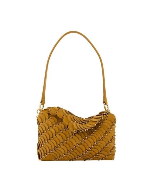Rabanne Brown Scalloped Leather Shoulder Bag