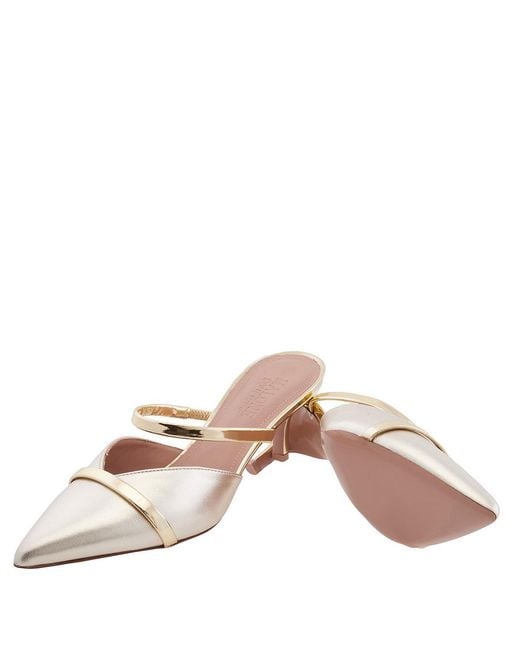 Malone Souliers Natural Frankie 45 Leather Kitten Heels, Brand Size 35 Us