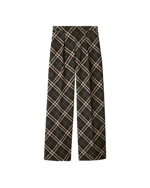 Burberry Gray Check Pattern Oversized Wool Blend Trousers, Brand Size 54 Us for men