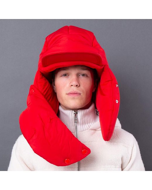Burberry Red Oversized Padded Press-Stud Cap for men