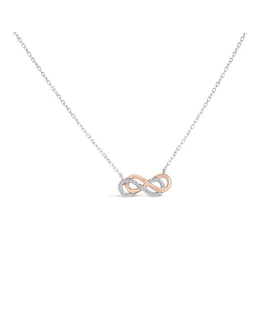 Haus of Brilliance Metallic 14K Rose Plated Sterling Diamond Accent Double Infinity Pendant Necklace