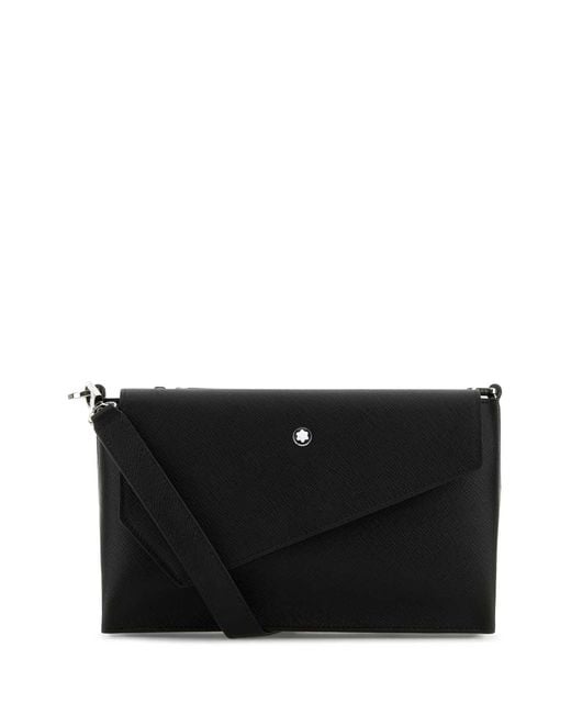 Montblanc Black Leather Crossbody Bag for men