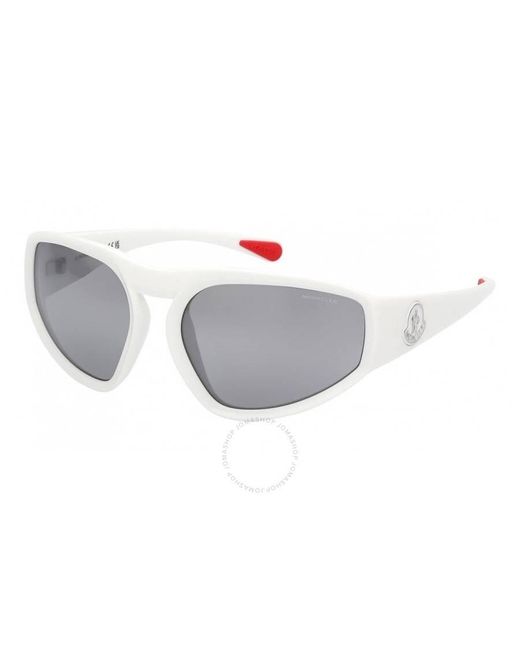 Moncler Metallic Pentagra Smoke Mirrored Wrap Sunglasses Ml0248 21c 62 for men