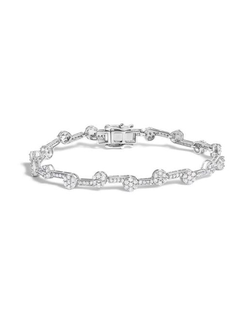 Haus of Brilliance Metallic 925 Sterling 2.0 Cttw Diamond Custer Link Bracelet