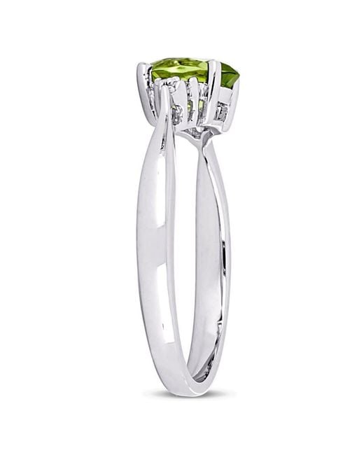 Amour Metallic Oval Cut Peridot And Diamond Ring