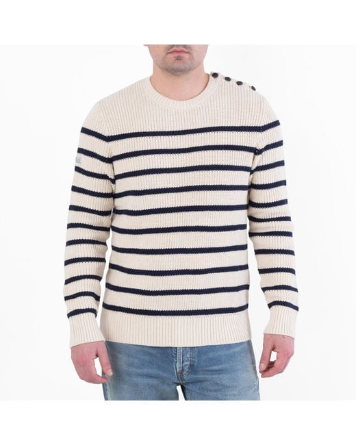 Polo Ralph Lauren White Striped Cotton Linen Sweater for men