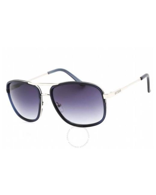 Guess Factory Blue Grey Gradient Rectangular Sunglasses Gf0216 92w 61 for men