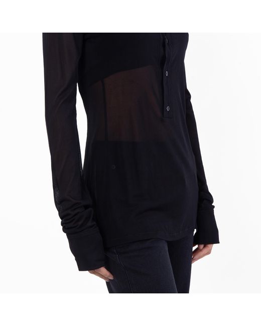 Saint Laurent Black Sheer Pointed Collar Long Sleeve Shirt, Brand Size 38