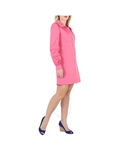 Moschino Pink Fuschia Teddy Buttons Cotton Viscose Satin Dress