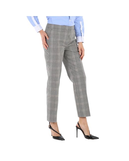 Burberry Gray Emma Check Technical Tailored Trousers