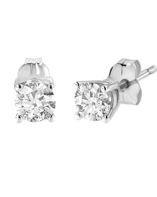 Haus of Brilliance Metallic Ags Certified 14k White Gold 1.0 Cttw 4-prong Set Brilliant Round-cut Solitaire Diamond Push Back Stud Earrings