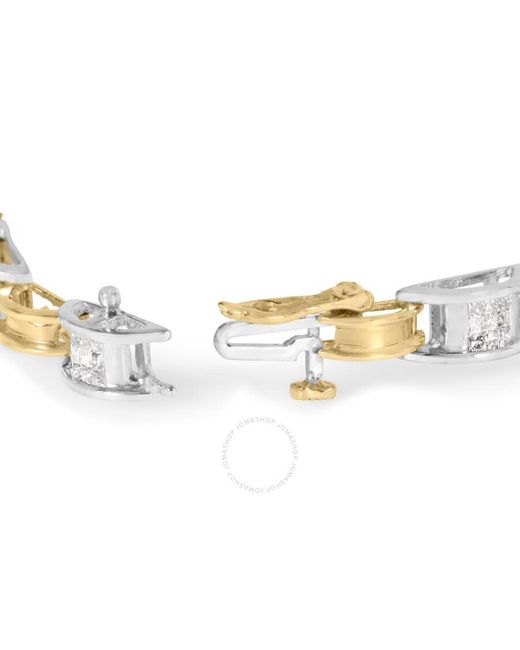 Haus of Brilliance Metallic 14k Two-tone Gold 1.00 Cttw Princess-cut Diamond Chain Link 7" Bracelet