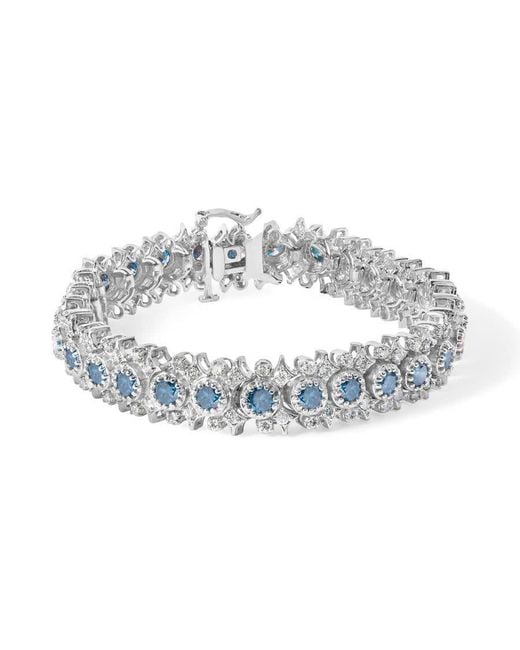 Haus of Brilliance Metallic 14K 10.0 Cttw And Diamond Vintage-Inspired Floral Cluster Link Bracelet