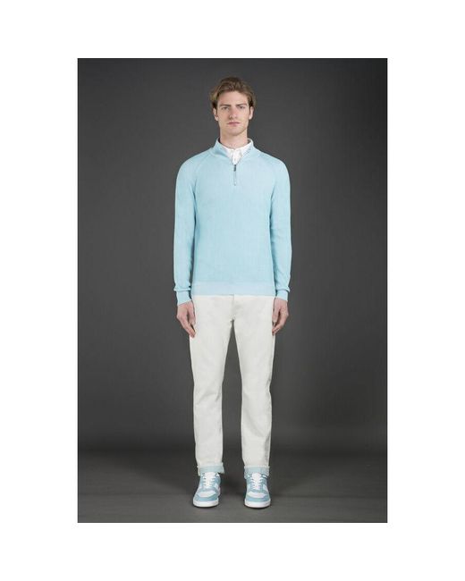 Moorer Blue Light Zip Sweater for men