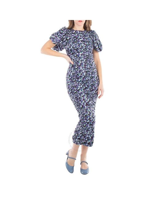 ROTATE BIRGER CHRISTENSEN Blue Ladies Tap Shoe Comb. Coated Jersey Puffy Dress, Brand Size 38 (Us