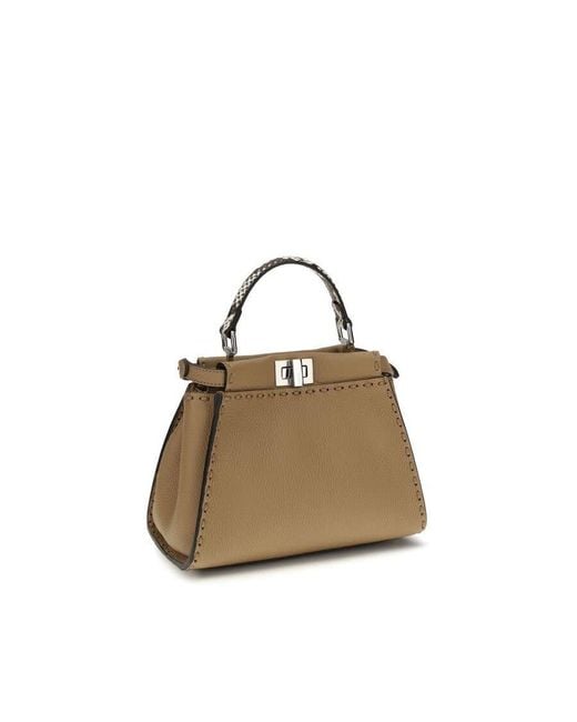 Fendi Natural Peekaboo Top Handle Bag
