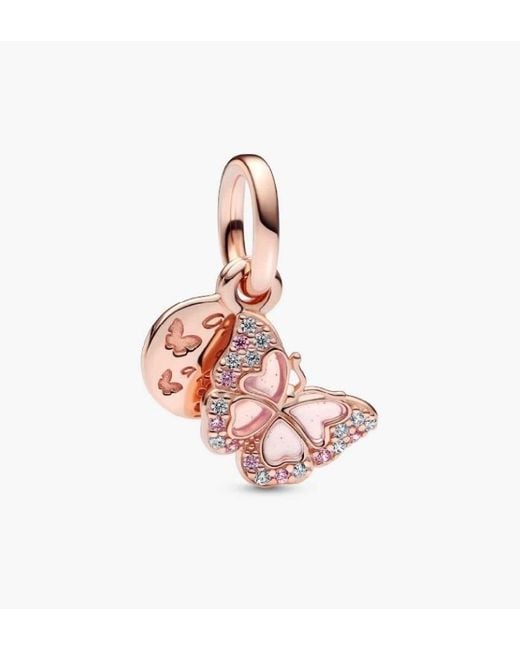 Pandora Pink Butterfly 14K Rose-Plated Dangle