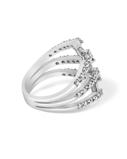 Haus of Brilliance Metallic 18K 1 3/4 Cttw Diamond Multi Crossover And Split Shank Cocktail Ring