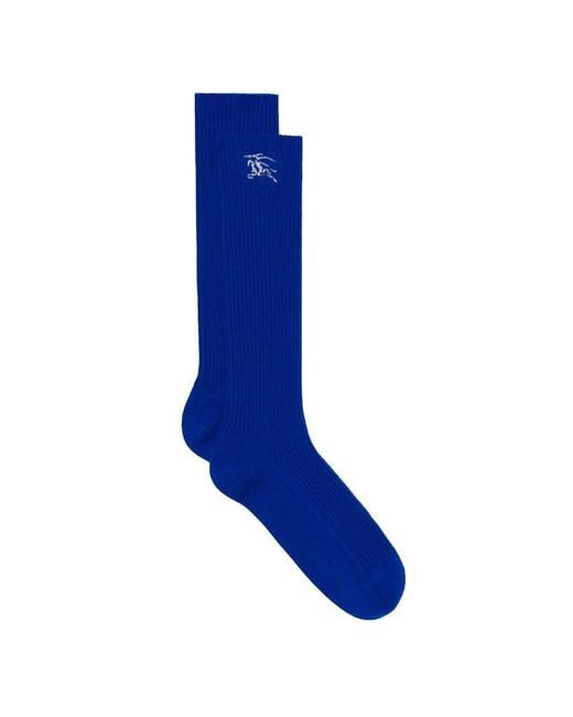 Burberry Blue Ekd Ribbed Cashmere-Blend Socks for men