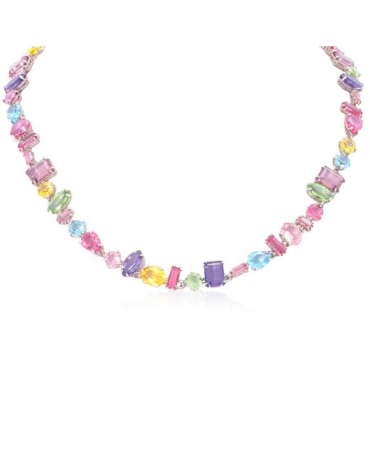 Swarovski Metallic Multicolored Rhodium Plated Gema Necklace