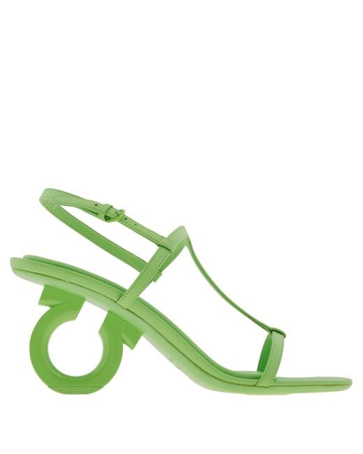 Ferragamo Green Ferragamo Elina Gancini Heel Sandals