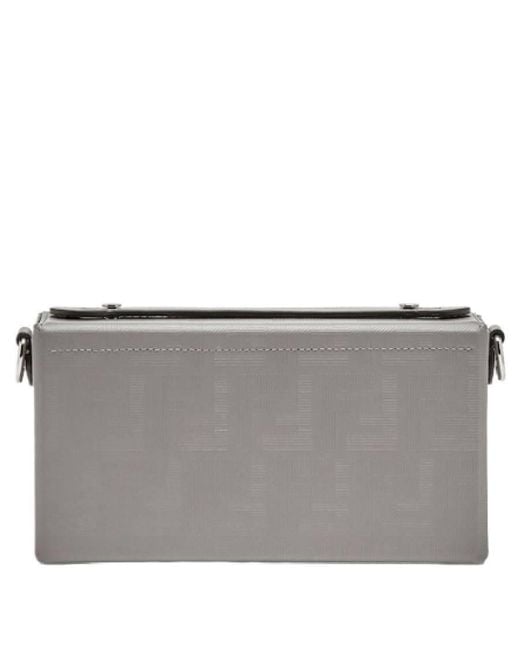 Fendi Gray Soft Trunk Baguette Crossbody Bag for men