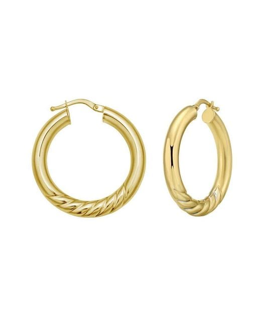 Tresorra Metallic 14K Twisted Large Hoop Earrings