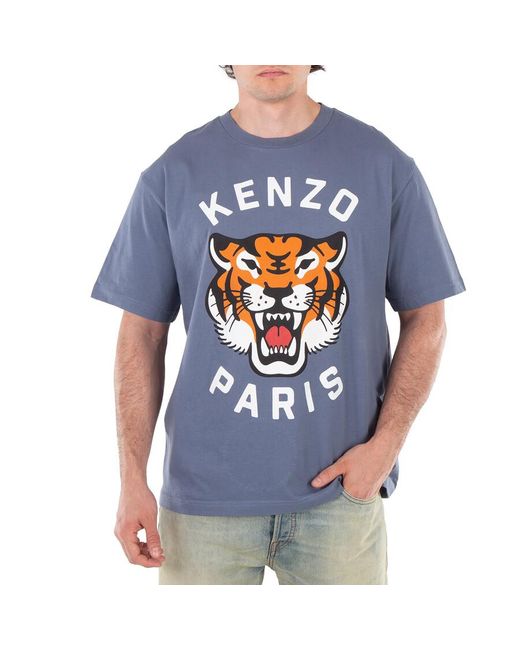 KENZO Blue Lucky Tiger Short Sleeve T-Shirt for men
