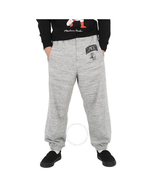 Moschino Gray College Logo Print Sweatpants for men