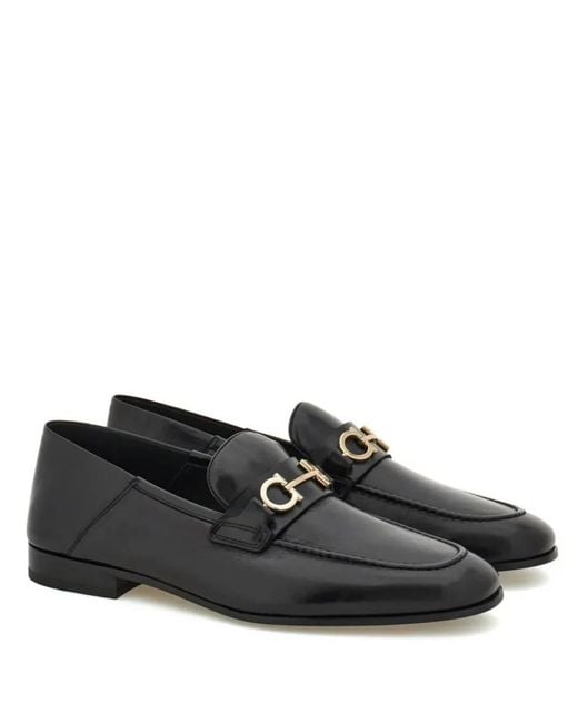 Ferragamo Black Gancini Ornament Hybrid Loafers for men