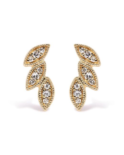 Haus of Brilliance Metallic 10K 1/10 Cttw Diamond Triple Leaf Stud Earring (H-I Color, I1-I2 Clarity) for men