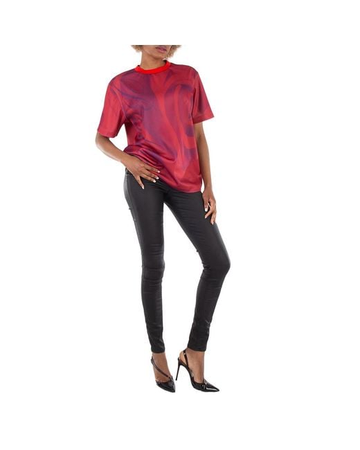 Burberry Red Rose Graphic And Logo Print T-Shirt