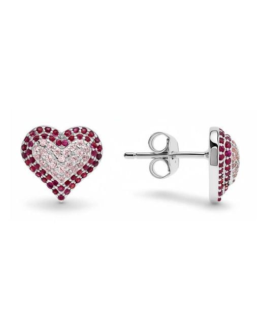 Kylie Harper Multicolor Sterling Pave Cz Heart Stud Earrings
