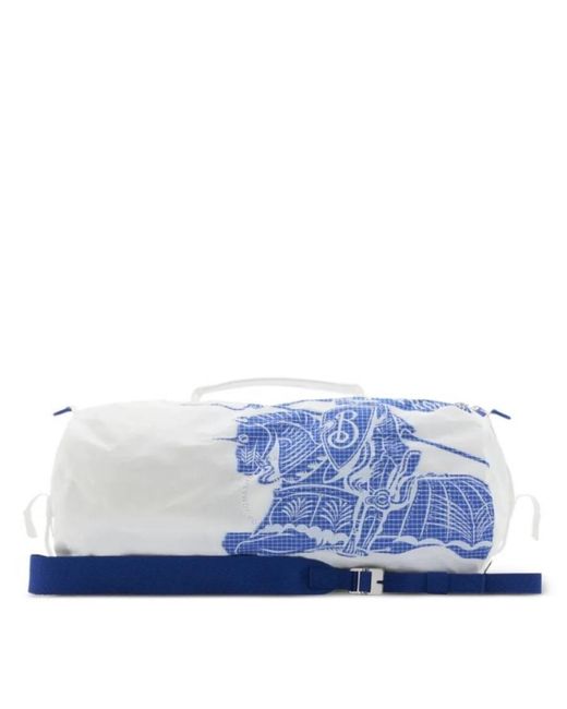 Burberry Blue Medium Ekd Logo Print Duffle Bag for men