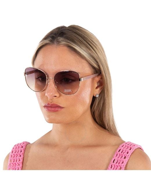 Guess Gradient Brown Cat Eye Sunglasses Gf6172 28f 59 in Pink Lyst UK