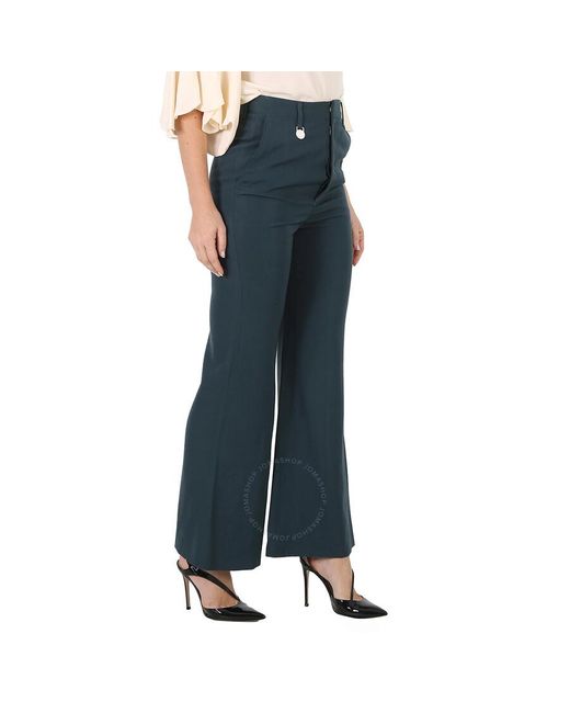 MM6 by Maison Martin Margiela Blue Mm6 Petrol High-waisted Flared Trousers