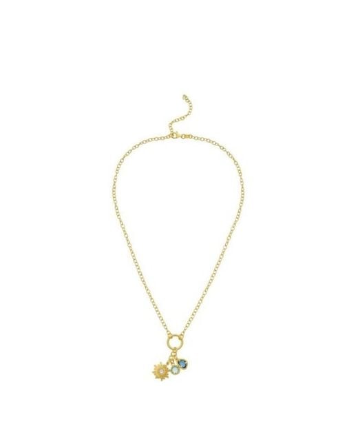 Tresorra Metallic Sterling Plated Sunflower Cz Charm Necklace