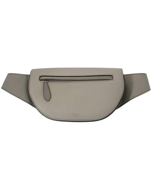 Burberry Gray Olympia Grained Leather Bum Bag for men