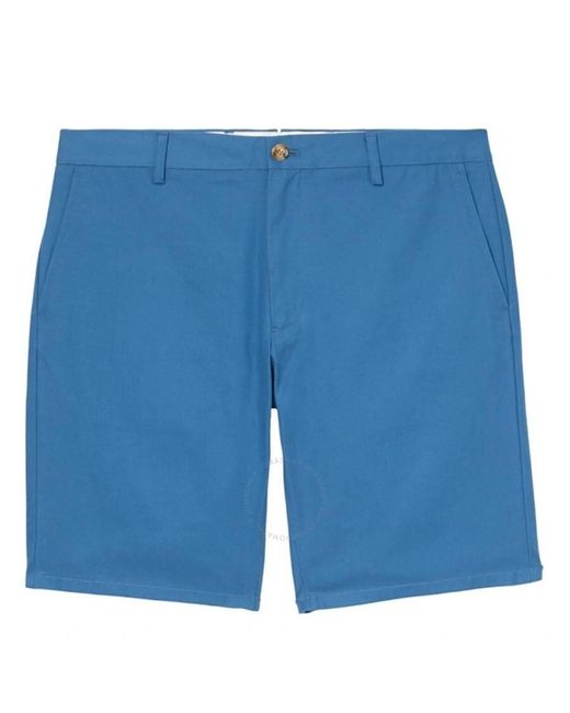 Burberry Blue Dark Cerulean Shibden Logo Applique Shorts for men