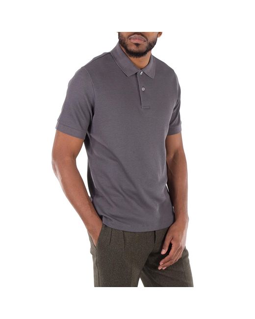 Dunhill Gray Short Sleeve Cotton Blend Polo Shirt for men