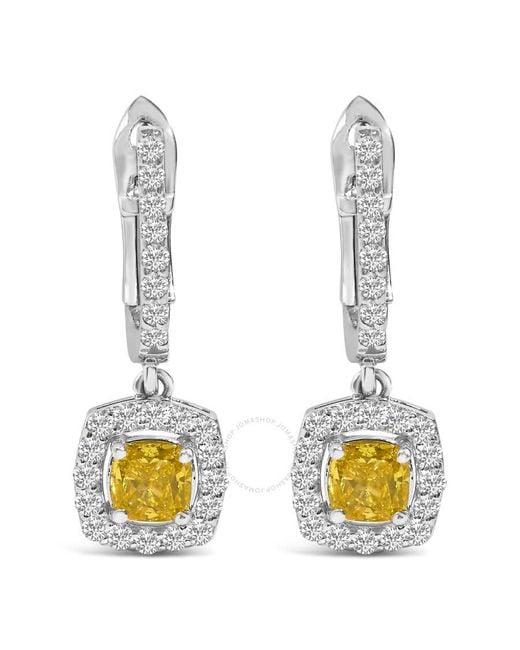 Haus of Brilliance Metallic 14K 1 1/5 Cttw Lab Grown Diamond Halo Drop And Dangle Earrings