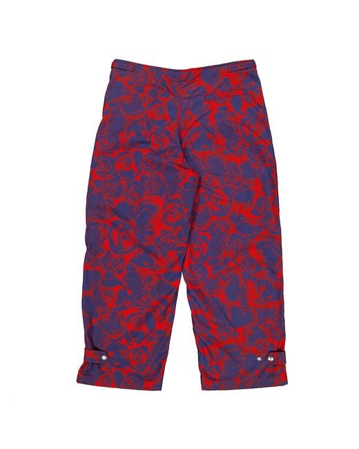 Burberry Red Rose Print Cotton Trousers for men