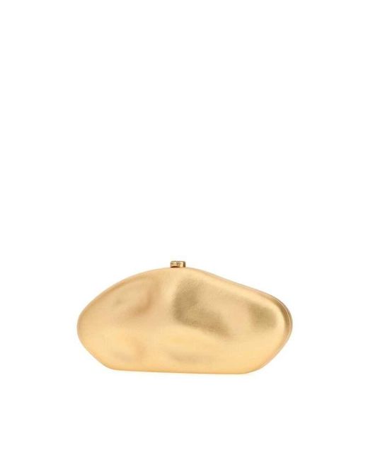 Cult Gaia Natural Nappa Leather Caldera Clutch Brass Borse A Mano