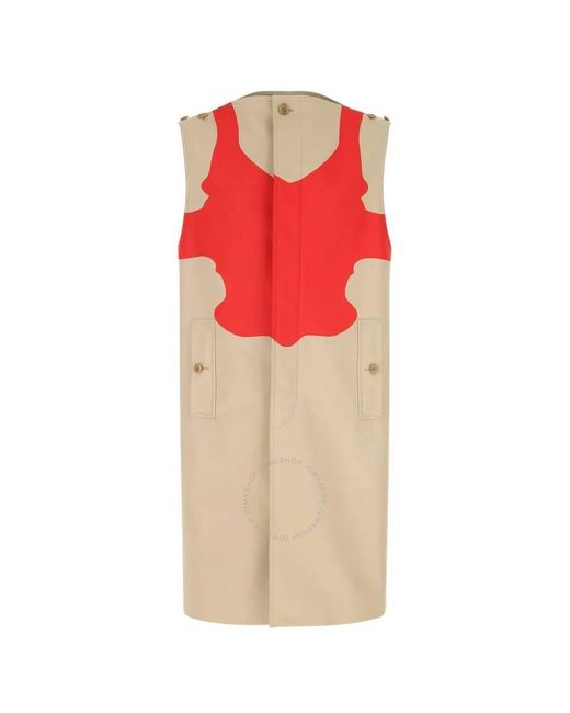 Burberry Red Soft Fawn Reconstructed-print Sleeveless Car Coat for men