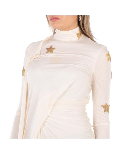 Burberry White Ladies Star Pattern Drape Dress, Brand Size 2 (Us