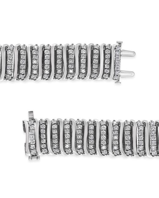 Haus of Brilliance Metallic .925 Sterling Silver 8 1/2 Cttw Diamond 7 Row Chevron ''s'' Curved Link Tennis Bracelet