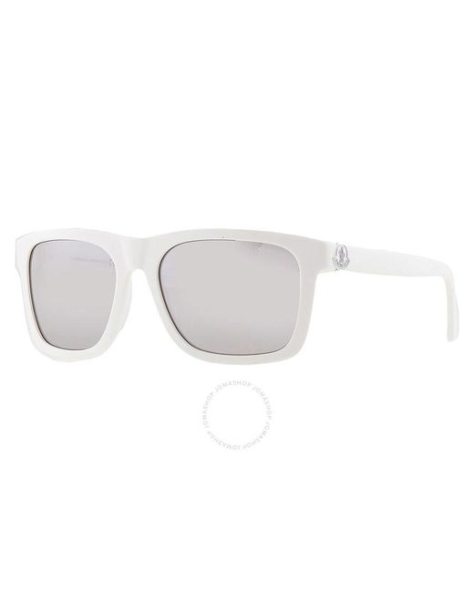 Moncler White Colada Smoke Mirrored Square Sunglasses Ml0285 21c 58 for men