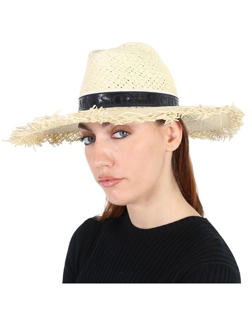 Maison Michel White Natural Zango Straw Fedora Hat