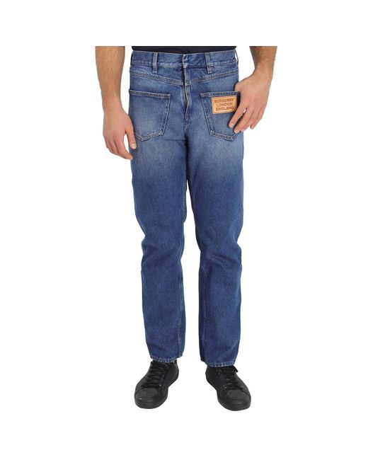 Burberry Blue Relaxed Fit Reconstructed Denim Jeans for men