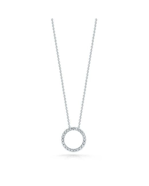Roberto Coin Metallic 18k White Gold Diamond Open Circle Pendant Necklace